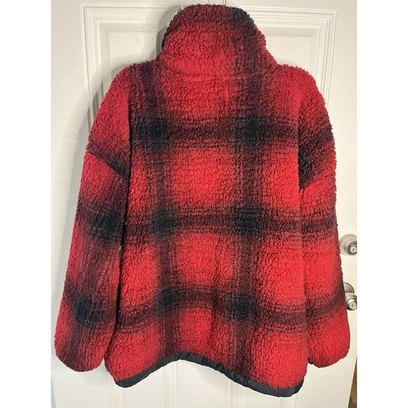 Abercrombie & Fitch NEW Red Black Fleece HALF ZIP Teddy Jacket Coat Size XXL - Picture 5 of 5